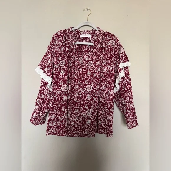 See By Chloe Burgundy Floral Blouse - Picture 3 of 6